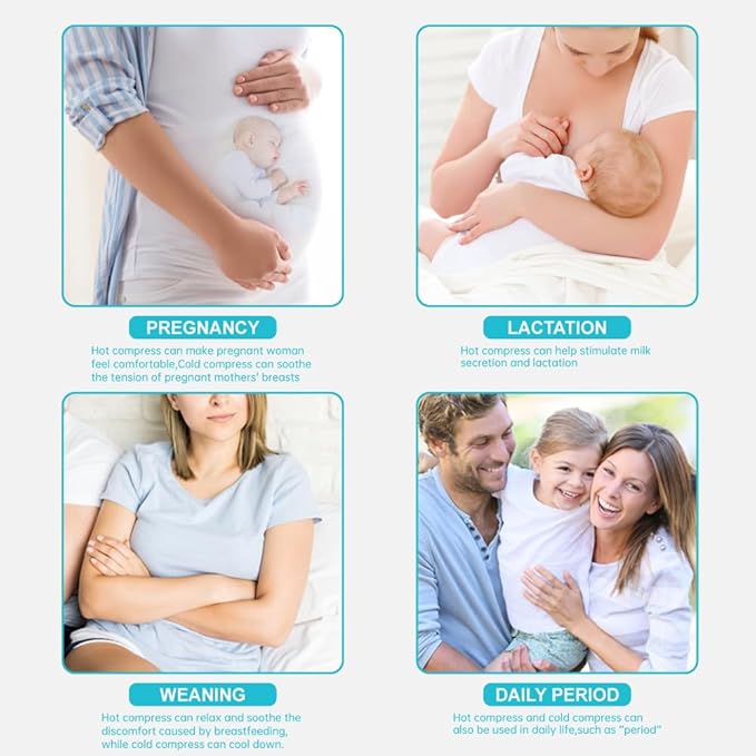 Hot/Cold Breast Gel Bead Ice Packs Breast Cooling/Heat Pads Relief for Breastfeeding, Nursing Pain, Mastitis, Engorgement, Swelling, Plugged Ducts | Boost Milk Let-Down & Production,2 Pack (Blue)-BubblyBeeBaby