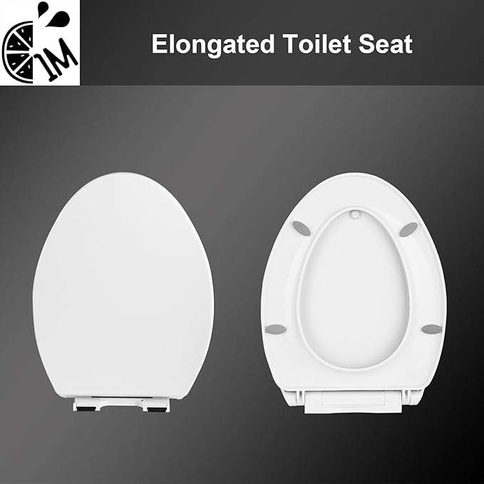 1M Soft Close Toilet Seat Elongated, Patented Quick Releasing for Easy Cleaning, Anti-Wiggling Design, Easy Installation (2PCS Pack)-BubblyBeeBaby