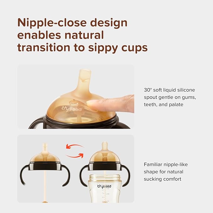 PPSU Weighted Straw Cup with Handles Toddlers Transition Bottles to Sippy Cups No Spill Learner Milk Water Baby Bottle Soft Silicone Spout Dishwasher Safe BPA Free 6+ Months 10oz/300mL 2 Pack-BubblyBeeBaby