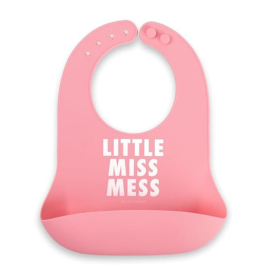 Bella Tunno Baby Bib for Eating, Waterproof Silicone Bib with Large Food Catcher, Adjustable Fit for Babies 4-12 months & Toddlers 1-3 Years, Boys & Girls, Little Miss Mess-BubblyBeeBaby