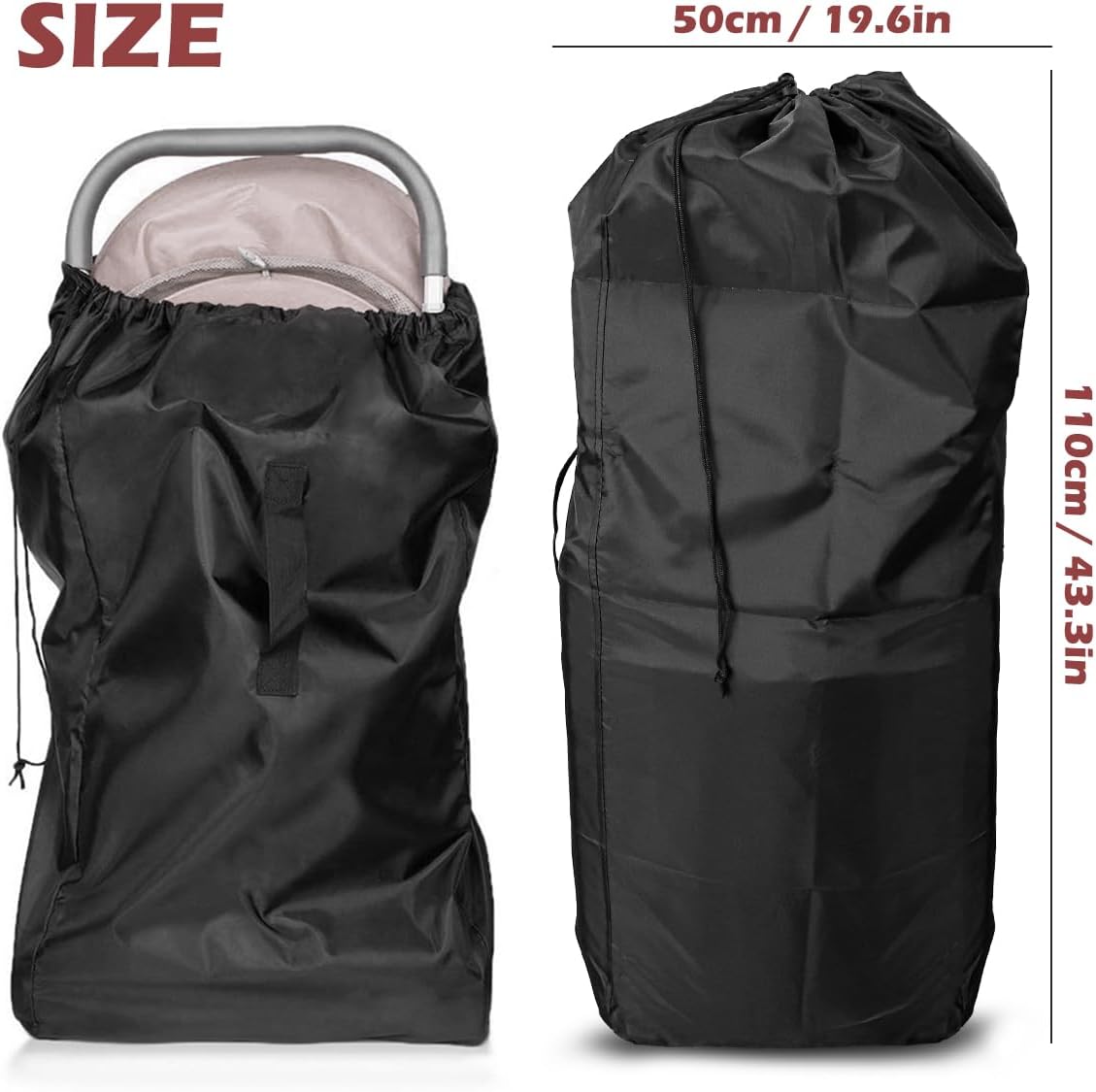 DOERDO Stroller Transport Bags, Large Foldable Carrying Storage Bag for Airplane Gate Check Train Travel, 19.6x23.3Inch