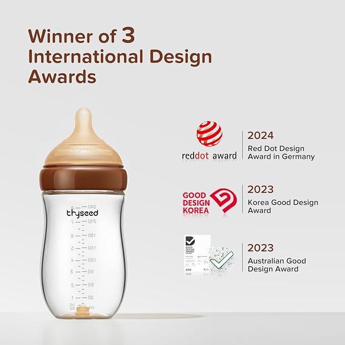 Natural Anti-Colic Baby Bottles That Mimic Breastfeeding Newborn Breast Like Nursing Bottle (1+ Months) 8Ounce,1pack-BubblyBeeBaby