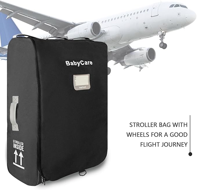 Stroller Travel Bag Compatible with UPPAbaby Vista, Vista V2, Cruz V2,Uppa-baby Bag With Wheels,Dual Handles,Luggage Tag for Airplane Flight Travel-BubblyBeeBaby