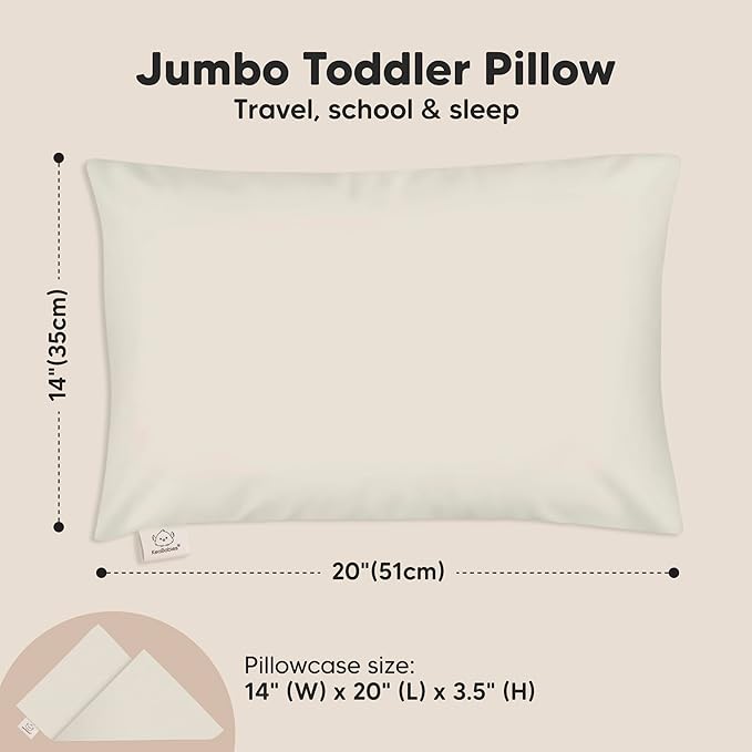 KeaBabies Toddler Pillow with Pillowcase, Jumbo 14X20 - Soft Organic Cotton Toddler Pillows for Sleeping - Machine Washable - Perfect for Travel, Toddler Bed Set (Clay)-BubblyBeeBaby