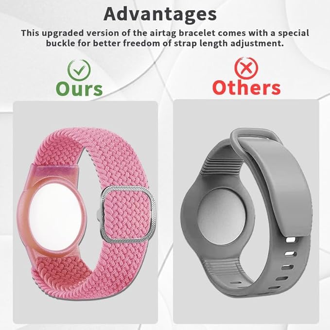 2 Pack Kids Bracelet Compatible with AirTag, GPS Kid Tracker Holder Braided Wristband for Apple Air Tag, 2022 Upgraded Nylon Adjustable Anti Lost Airtag Watch Band for Kids Children Elders-BubblyBeeBaby
