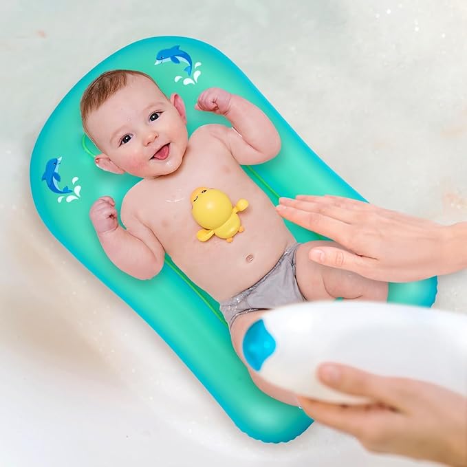 I Inflatable Baby Bathtub, Baby Tubs for Newborns to Toddlers, Infant Bathtub for Baby Travel Essential for Age from 0 to 6 Months,Baby Lounger Pillow for Newborn-BubblyBeeBaby