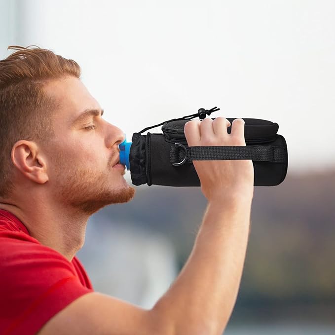 icolor Water Bottle Carrier Bag with Strap 25/32/40 oz Crossbody Bottle Holder with Phone Pocket Sling Sleeve Insulated Neoprene Water Bottle Pouch for Walking Travelling-BubblyBeeBaby