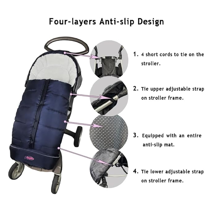 Go 3 Seasons Universal Stroller Footmuff, Warm Winter Bunting Bag for Toddler, Waterproof Sleeping Bag, Anti-Slip Height Adjustable, Winter Blanket-BubblyBeeBaby