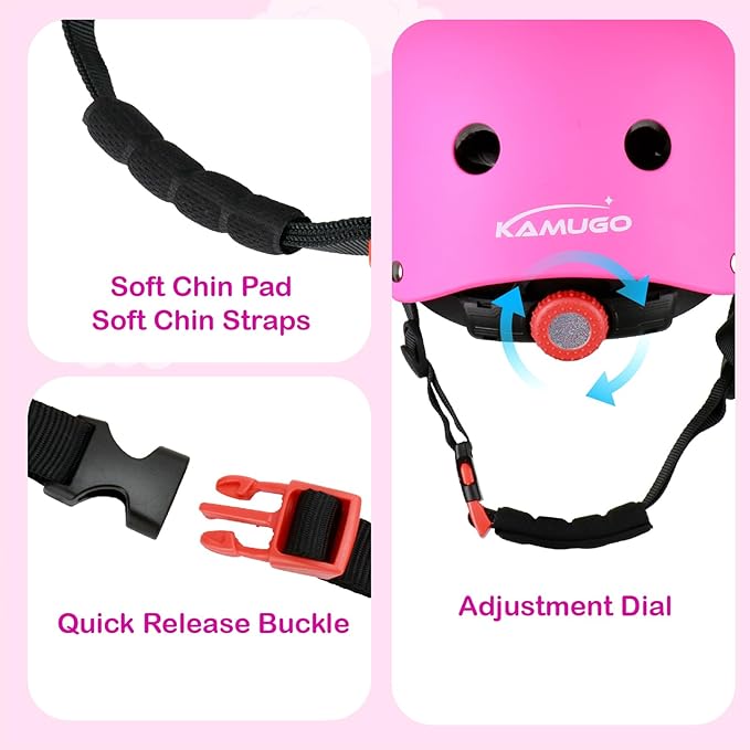 KAMUGO Kids Bike Helmet,Toddler Helmet Adjustable Kids Bicycle Helmet Girls Or Boys Ages 2-8/8-14 Years Old Multi-Sports for Cycling Skateboard Scooter-BubblyBeeBaby