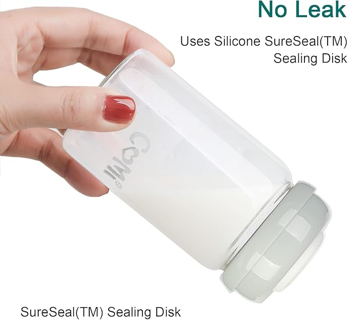 COMI Wide Neck Glass Breastmilk Collection n Storage Bottle, 4 Packs, 6oz with Screw Ring Sealing Disk; Re-markable Sealing Disc. BPA Free, Fits Breast Pumps & Nipples (3 Gray Lids + 3 Pink Lids)-BubblyBeeBaby