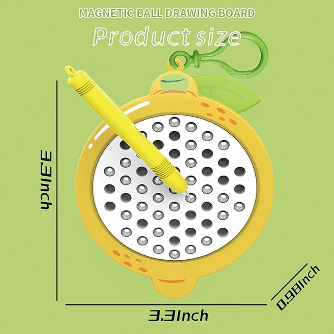 1pcs Lemon Magnetic Drawing Board for Kids & Toddlers with Beads and Magnet Stylus Pen - Magnetic Travel Toy for Airplane & Car Ride Activities for Kids-BubblyBeeBaby