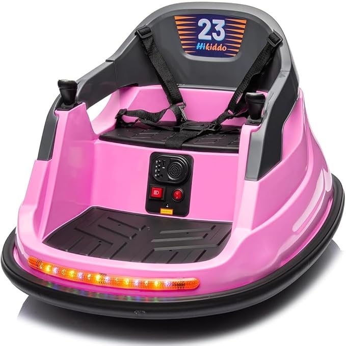 12V Kids Bumper Car, Electric Baby Bumper Car for Toddlers with Remote Control, 3 Speeds - Light Pink-BubblyBeeBaby
