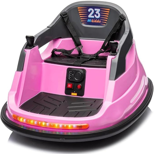 12V Kids Bumper Car, Electric Baby Bumper Car for Toddlers with Remote Control, 3 Speeds - Light Pink-BubblyBeeBaby