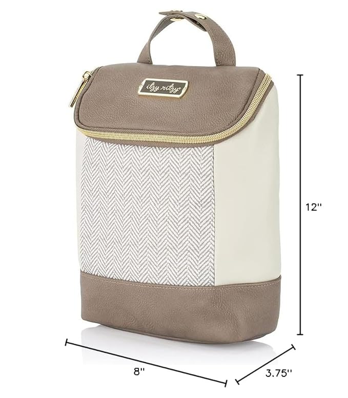 Itzy Ritzy Insulated Bottle Bag – Keeps Bottles Warm or Cool - Holds 3 Bottles & Features Interior Pocket for Ice Pack (Not Included), Vanilla Latte-BubblyBeeBaby