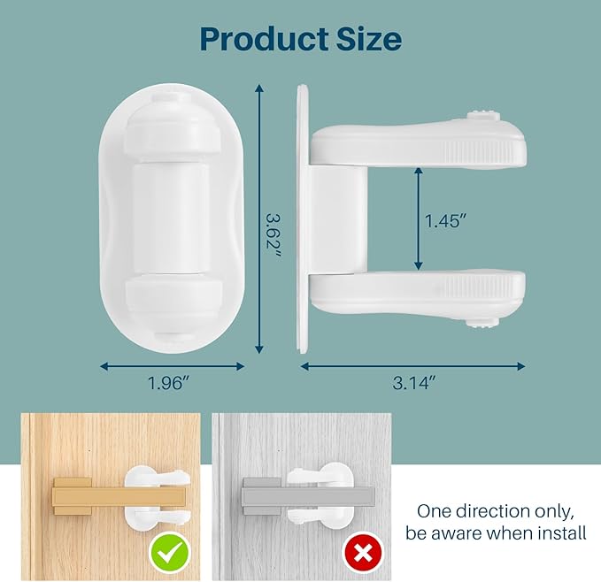 Inaya Door Lever Lock (2 Pack) – Child Proof Handle Locks, 3M Adhesive & Easy Installation for Home, Baby-Proof Locks for Kids Safety, Compatible with standard doors-BubblyBeeBaby