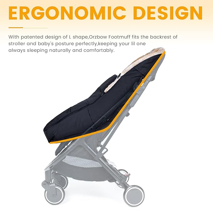Orzbow Stroller Footmuff Universal | Faux Wool Baby Bunting Bag | Warm, Weather-proof, Adjustable Buckles | Winter Stroller Zipper Blanket Cover | Baby Sleeping Bag for Cold Weather Accessories, Black-BubblyBeeBaby