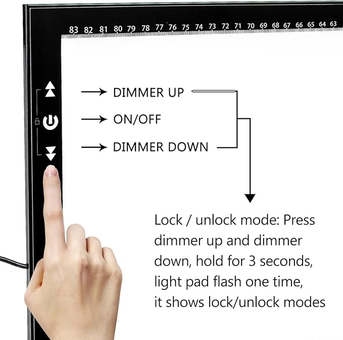 HSK A1 62 * 88CM Artist Light Box Light Pad Aluminium Frame Super Thin 6.6mm Touch Lock/Unlock Dimmer Button 20W Super Bright LED 5000 lux with 24V 1A Adapter-BubblyBeeBaby