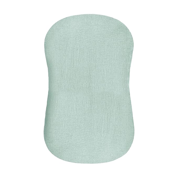 Hooyax Muslin Baby Lounger Cover, 100% Cotton Durable Newborn Lounger Cover, Soft and Breathable Infant Lounger Cover for Boys Girls, Covers Only (Blue-Green)-BubblyBeeBaby