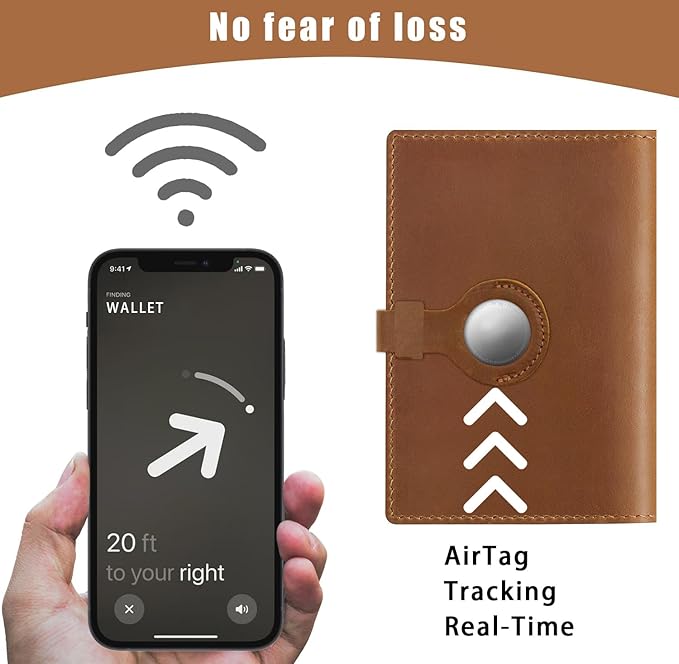 Jack&Chris Genuine Leather Passport Holder For Travel, RFID Blocking Handmade Passport Holder with Card Case Organized & Safe, Quality Travel Essentials for Women and Men for Gifting, Light Brown-BubblyBeeBaby