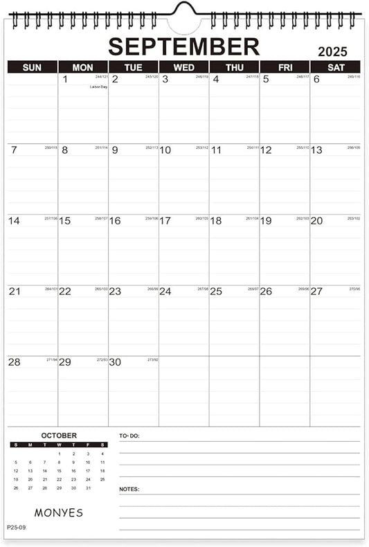 2025-2026 Wall Calendar, 17" x 12" Academic Calendar, Monthly Calendar with Wire Binding & Hanging Hook, Large Wall Calendar, Desk Calendar-BubblyBeeBaby