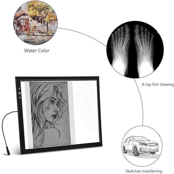 HSK A3 Artist tracing Light Box Copy Table, 12V1A Adapter Power Dimmerable 6000 Lux Lock Button Artcraft Light Pad for Tatto Drawing, Sketching, Animation,Diamond Painting-BubblyBeeBaby
