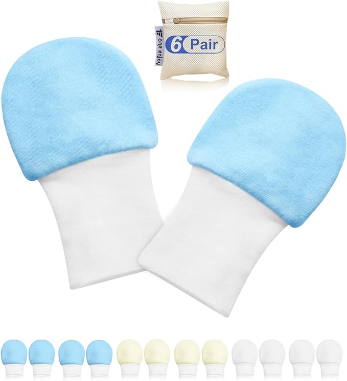 Newborn Baby Mittens Anti Scratch Baby Mittens No Scratch Mittens Baby Gloves for 0-6 Months Boys Girls(6 Pairs)-BubblyBeeBaby