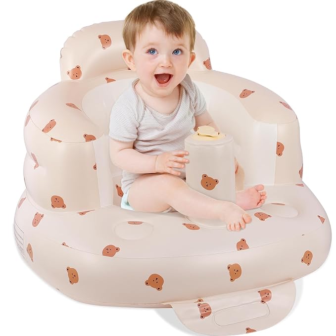 Inflatable Seat for Toddlers 3-36 Months, Built-in Air Pump, Summer Support Seat for Sitting Up, Shower Floor Seater-BubblyBeeBaby