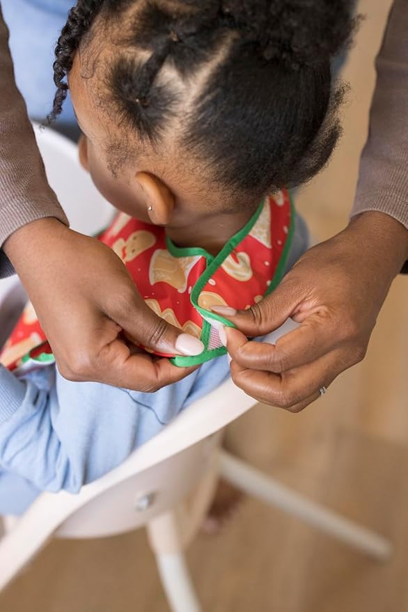 Tiny Twinkle Mess-Proof Baby Bib - Waterproof Bib for Baby Girl or Boy- Machine Washable - Adjustable Closure - PVC, BPA, & Phthalate Free - Great for Travel - Baby Food Bibs (3 Pack,Christmas)-BubblyBeeBaby