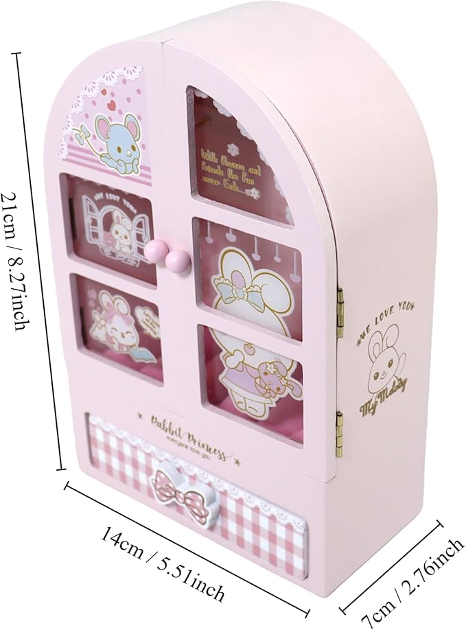 jewelry box for girls Pink Cute bunny girls jewelry box Little girl birthday christmas Gift kids jewelry box-BubblyBeeBaby