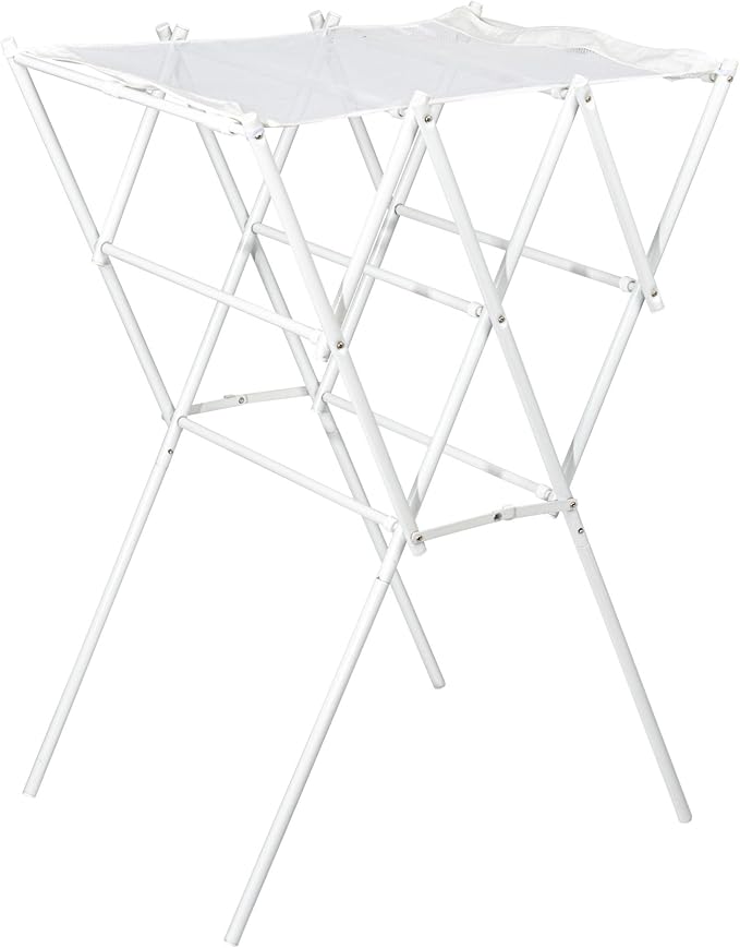 Household Essentials Clothes Drying Rack, Foldable, Expandable and Collapsible Laundry Drying Rack, White-BubblyBeeBaby