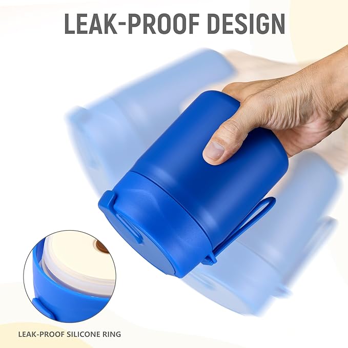 17oz Soup Thermo for Hot Food Kids Insulated Vacuum Food Jar with Stainless Steel Spoon Wide Mouth Thermo Leakproof Lunch Food Container Kids Hot Lunch Box (Blue)-BubblyBeeBaby