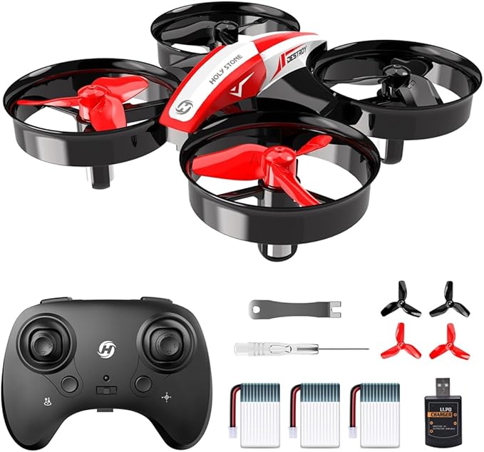 Holy Stone Mini Drone for Kids and Beginners RC Nano Quadcopter Indoor Small Helicopter Plane with Auto Hovering, 3D Flips, Headless Mode and 3 Batteries, Great Gift Toy for Boys and Girls, HS210 Red-BubblyBeeBaby