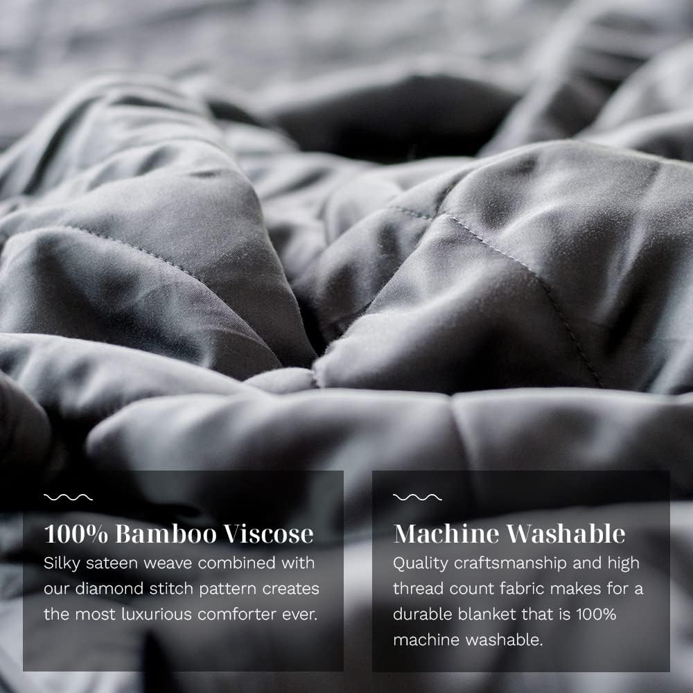LUXOME Lightweight Blanket | 100% Rayon (Viscose) from Bamboo Fabric & Fill | Full/Queen - 86"x92" | Super Soft | Thermal-Regulating | Charcoal