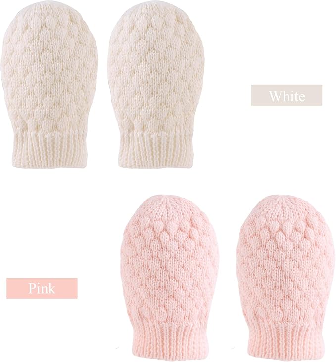 Baby Knit Mittens Toddler Boys Girls Gloves Winter Infant Newborn No Scratch Mitten 0-3 Years-BubblyBeeBaby