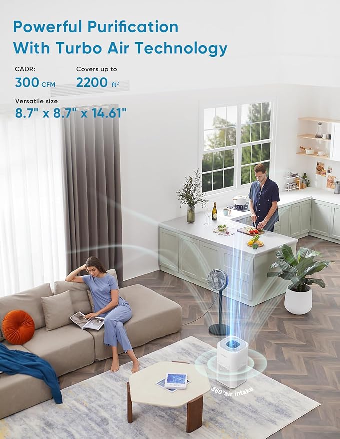HEPA Air Purifiers for Home Large Room Up to 2200ft², Air Purifiers for Bedroom with Air Quality Sensor, H13 True HEPA Filter Remove 99.97% of Dust, Allergies, Odor, Pets Dander, Smoke, Pollen-BubblyBeeBaby