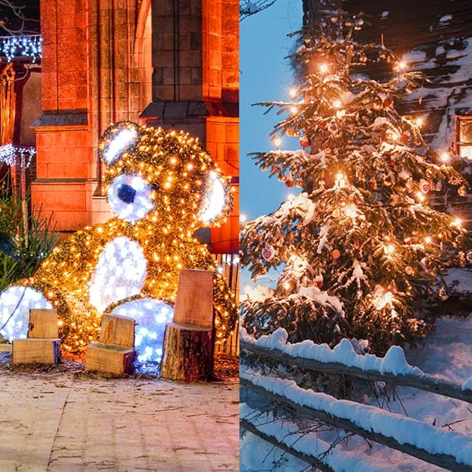 HOME LIGHTING 66FT 200 LED Halloween String Lights, Plug in Green Wire String Light, 8 Lighting Modes Waterproof Fairy Mini Lights for Indoor Outdoor Christmas Wedding Party Decorations (Orange)-BubblyBeeBaby