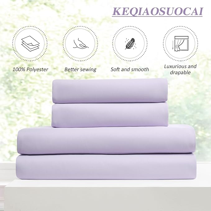 KEQIAOSUOCAI Pinch Pleated Curtains 120 Inches Long, Energy Saving Window Treatment Privacy Drapery for Living Room, Vertical Track System Elegant Hook Panels(Lavender, 2 Pieces, W40 x L120)-BubblyBeeBaby