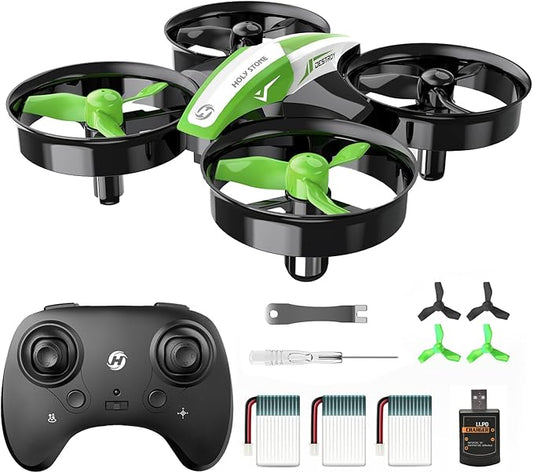 Holy Stone Mini Drone for Kids and Beginners, Indoor Outdoor Quadcopter Plane for Boys Girls with Auto Hover, 3D Flips, 3 Batteries, Headless Mode, Great Gift Toy for Boys and Girls, HS210 Green-BubblyBeeBaby