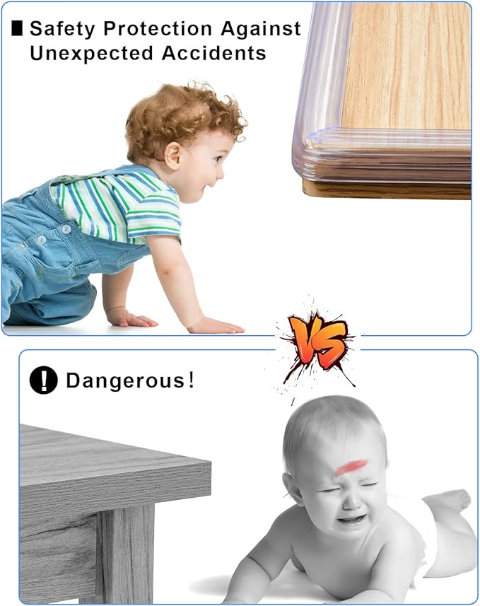HOMREALM Baby Proofing,6.6ft(2M),Silicone Soft Corner Protectors with Pre-Taped Strong Adhesive, Edge Protectors for Sharp Corners of Cabinets, Tables-BubblyBeeBaby