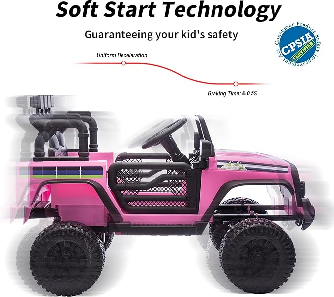 24V Kids Ride on Car, Kids Electric Vehicles Car Ride on Toy Truck for Toddlers w/Remote Control, 400W Motor - Light Pink-BubblyBeeBaby