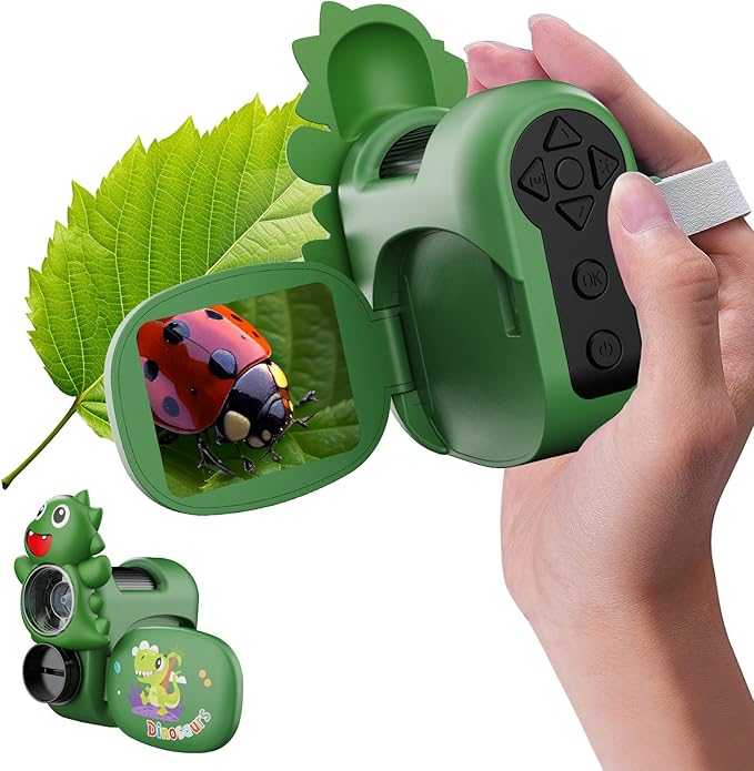 1600X Handheld Microscope for Kids 2" IPS Screen Kit Mini Pocket Digital Microscopes STEM Science with Slides Photo Video Rechargeable Portable Scope Gift for Ages 6-12 (Green)-BubblyBeeBaby