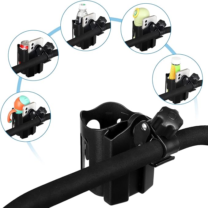 Accmor Stroller Cup Holder with Phone Holder, Universal Cup Holder, Bike Cup Holder, 360° Rotatable Large Caliber Drinks Holder for Stroller, Bike, Wheelchair, Walker-BubblyBeeBaby