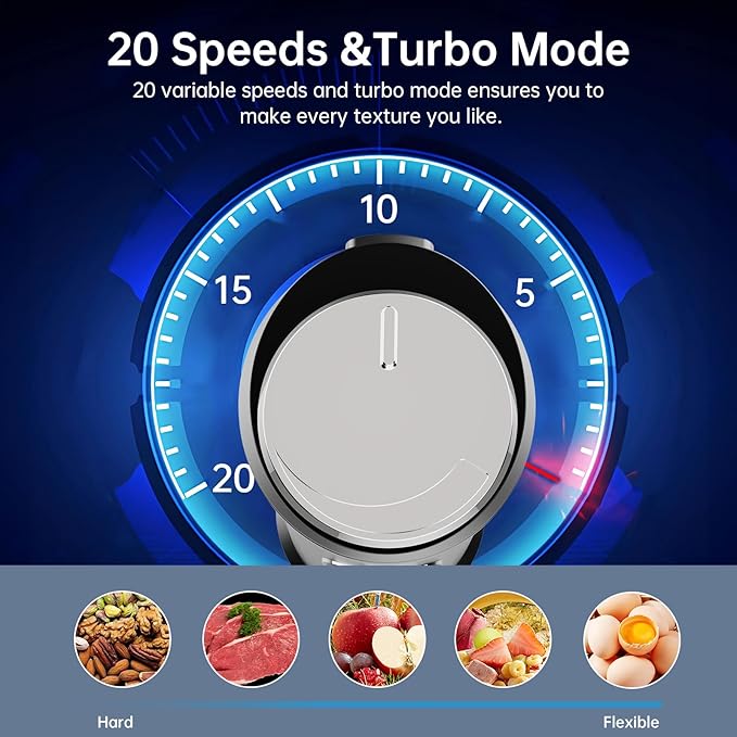 Immersion Blender 1000 Watts Scratch Resistant Hand Blender,20 Speed and Turbo Mode Hand Mixer, 3-in-1 Heavy Duty Copper Motor Stainless Steel Smart Stick with Egg Beaters and Chopper-BubblyBeeBaby