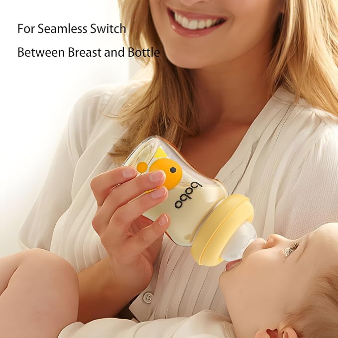 YOHKOH PPSU Baby Bottle Wide Neck, Newborn Anti-Colic Baby Bottle with Natural Response Nipple, Streamlined Body, Easy to Clean (5.4oz (Pack of 2), Yellow)-BubblyBeeBaby