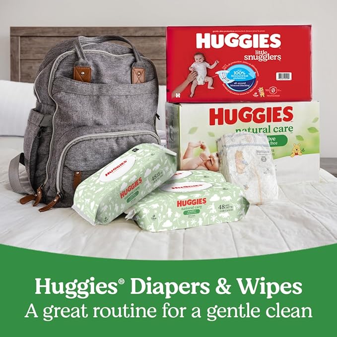 Huggies Natural Care Sensitive Baby Wipes, Unscented, Hypoallergenic, 6 Flip-Top Packs (288 Wipes Total)-BubblyBeeBaby