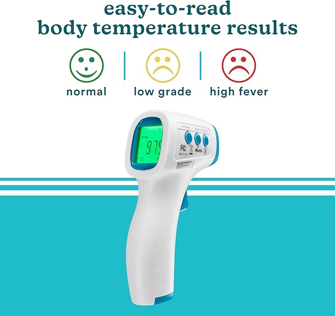 HoMedics Non-Contact Infrared Forehead Thermometer, Clinically Proven Fast Accurate Results, High-Fever Alert with 4-in-1 Readings-BubblyBeeBaby