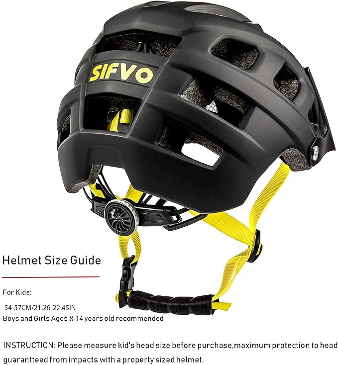 Kids Bike Helmet, SIFVO Kids Helmet 8+ Boys and Girls Bike Helmet with Cool Visor, Bike Helmets for Kids, Youth Bike Helmet Kids Mountain Bike Helmet Lightweight and Sturdy【55-58cm】-BubblyBeeBaby