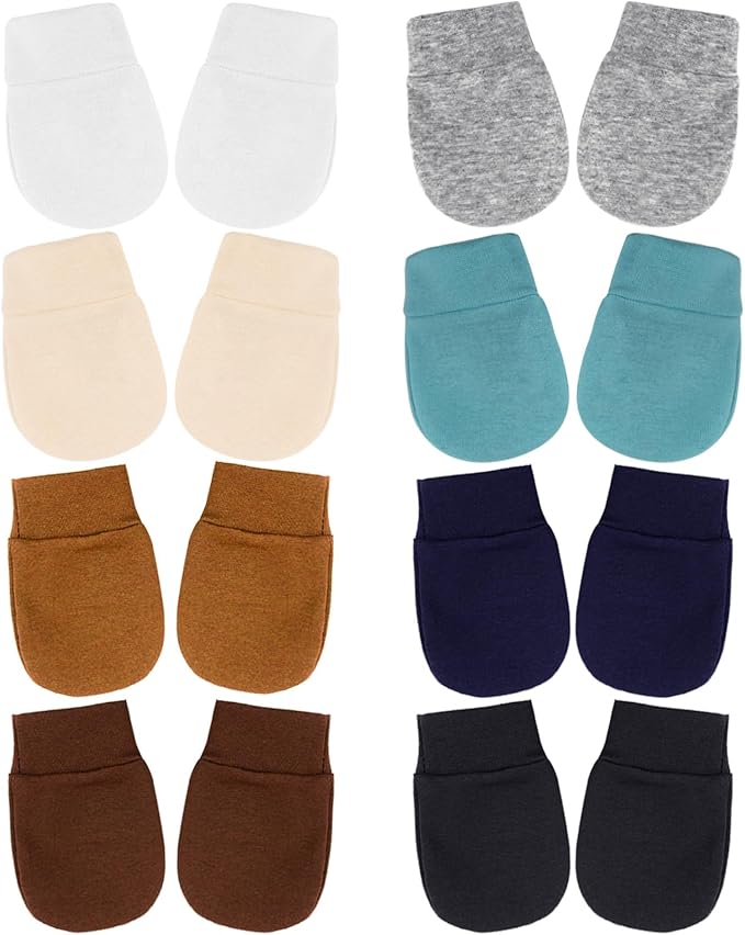 BQUBO Newborn Infant Toddler Mittens No Scratch Cotton Elastic Wrist Gloves Hypoallergenic for 0-6 Months Baby Boys Girls-BubblyBeeBaby