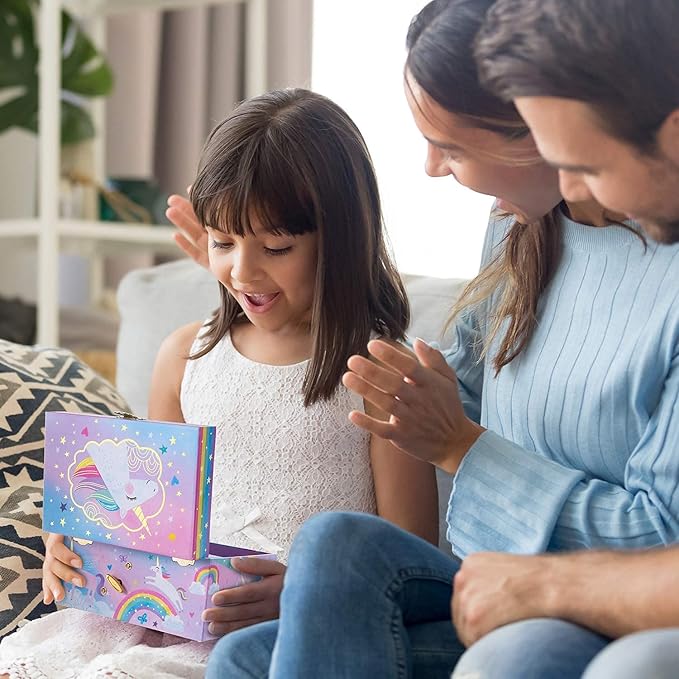 Jewelkeeper Unicorn Musical Jewelry Box for Little Girls - Kids Jewelry Box with Pullout Drawer - Music Jewellery Box with Necklace and Bracelet - Gift Set for Kids - Children's Jewellery Storage Case-BubblyBeeBaby