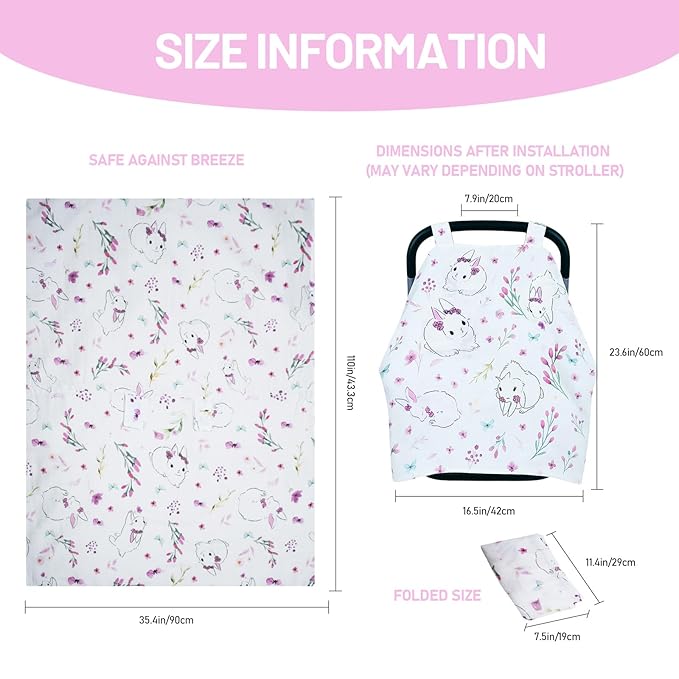 80S Muslin Car Seat Cover for Babies - Soft & Breathable Infant Carrier Canopy, Lightweight Sunshade for Summer, Universal Fit for Baby Boys & Girls-BubblyBeeBaby